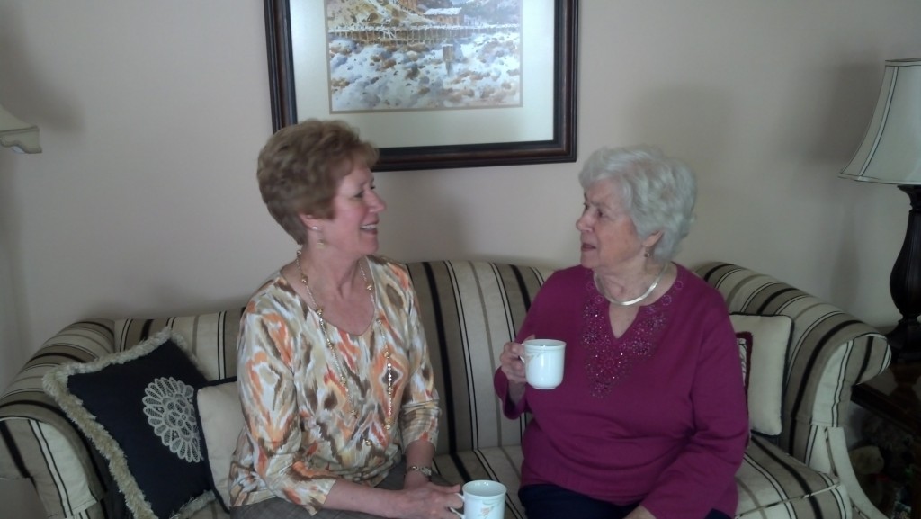 Pic of mother and daughter enjoying coffee